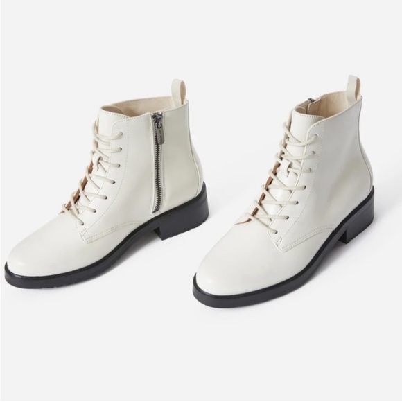 NEW Everlane The Modern Utility Lace-Up Boot White Size 8.5 - Picture 1 of 8